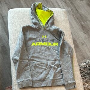Under Armour Gray Hoodie with Neon Yellow Accents